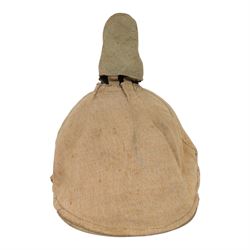 WWI canvas Pickelhaube Überzug (helmet cover), with ventilated finial cover, stamped D.H.P inside 