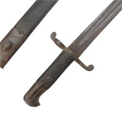 WWII Martini Henry bayonet, with 57cm blade, in steel mounted leather scabbard, together with another WWII bayonet