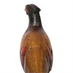 Cold painted bronze figure, modelled as an art deco style pheasant, H16cm, L30cm