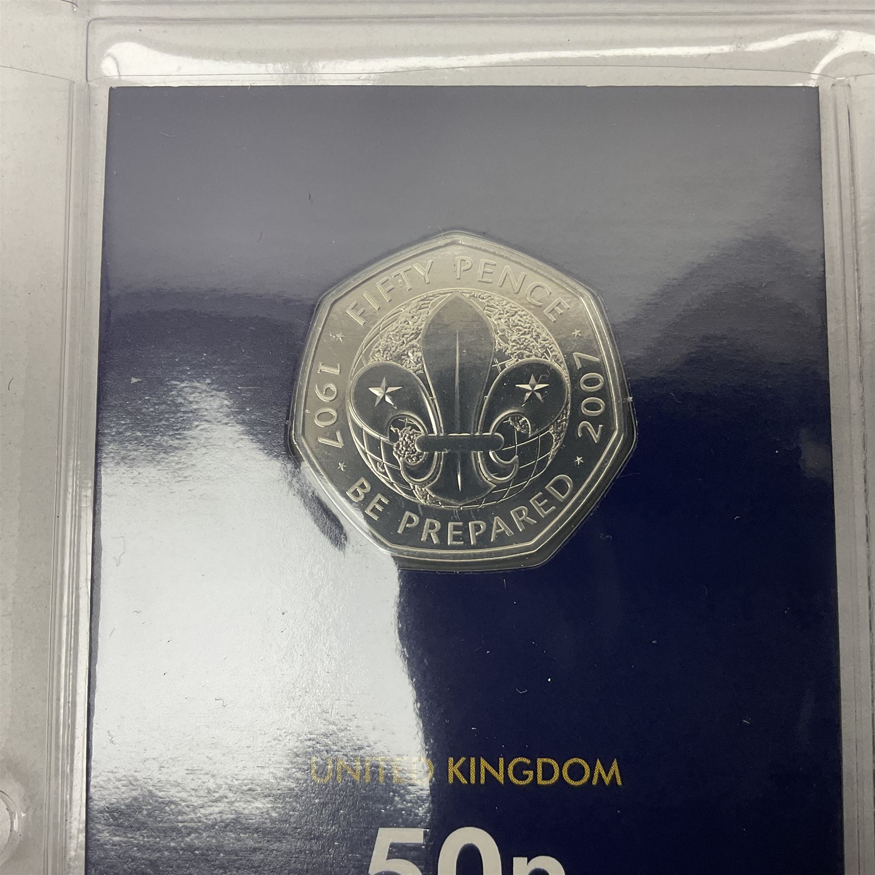 Queen Elizabeth II '50th Anniversary of the 50p 1969-2019' set of five fifty pence coins including 2019 Kew Gardens re-issue, each housed on Change Checker card