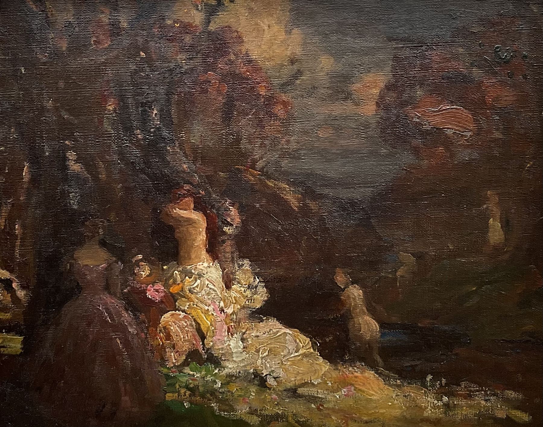 Continental School (19th century): Female Bathers by a Woodland Pond, oil on canvas laid on panel unsigned 34cm x 43cm