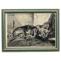 John Sargent Noble (British 1848-1896): 'Lazy Moments', engraving signed in pencil (within the frame) 33cm x 47cm