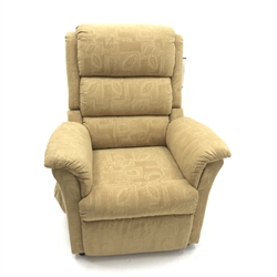 Restwell electric reclining armchair, upholstered in an ochre coloured fabric, W88cm