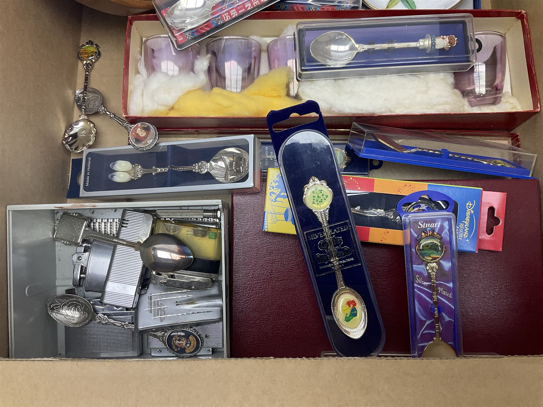 Collection of souvenir spoons, together with lighters and other collectables 