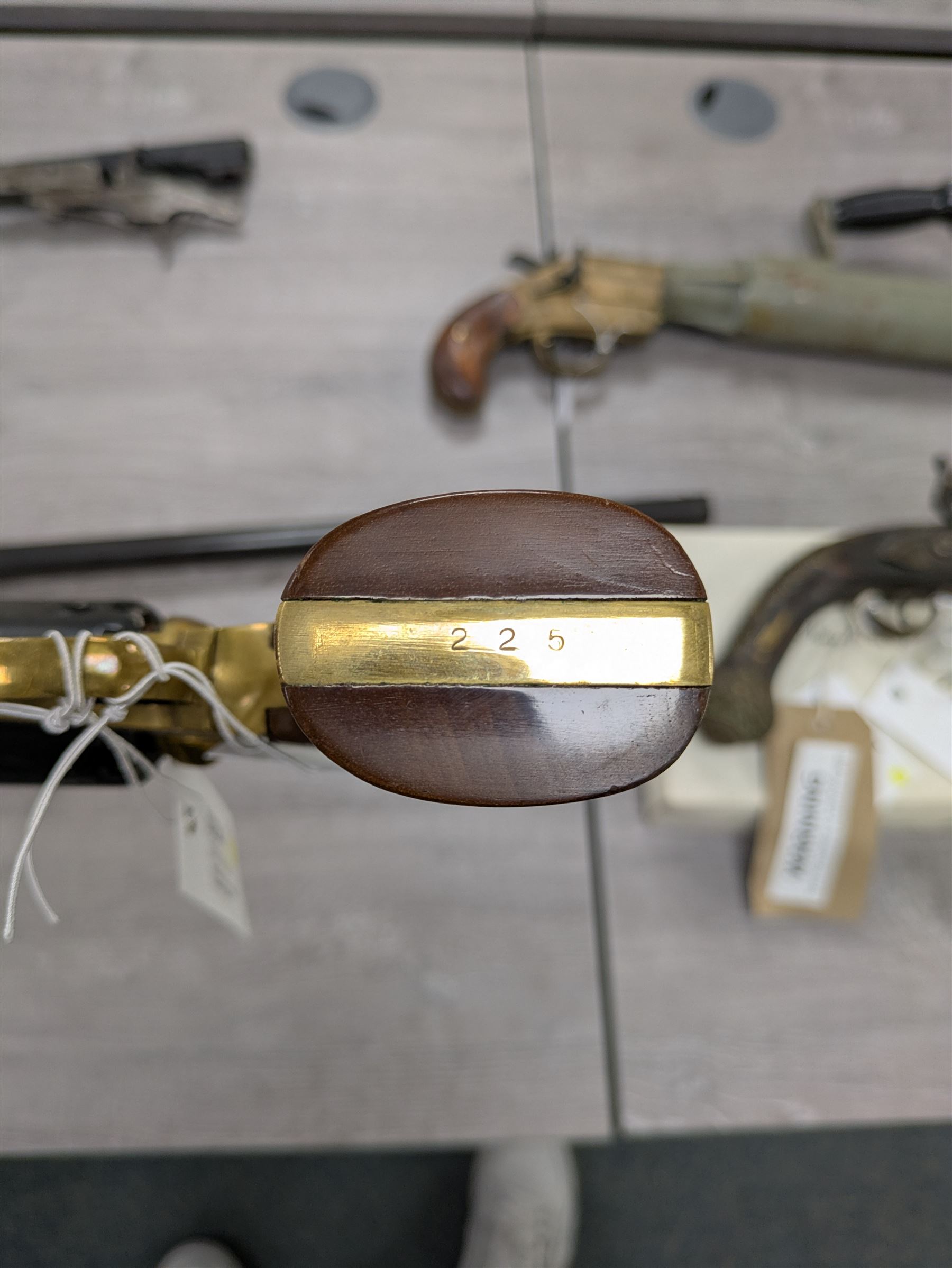 REGISTERED FIREARMS DEALER ONLY Modern Remington .44 calibre percussion brass framed army revolver, possibly by Uberti, with 16cm octagonal barrel, No.225; partially deactivated to old specification with no certificate L36cm overall - Disposed 25.06.25 - Notified 24.07.25