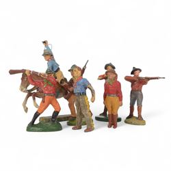 Elastolin cowboys, one mounted and five foot figures H7cm