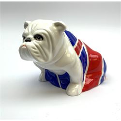 A Royal Doulton Skyfall 007 figure, modelled as a bulldog draped with a Union Jack and entitled Jack, numbered DD007 