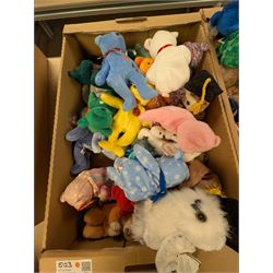 Large collection of TY Beanie Babies, including Princess the Bear, set of thirty two 2002 Fifa World cup bears, etc, mostly with tags in tag protectors, in seven boxes