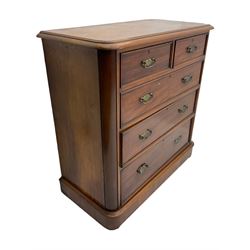 Victorian mahogany chest, fitted with two short and three long drawers