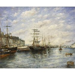 After Charles James Lauder (British 1841-1920): Shipping in a Harbour, late 20th century oil on board unsigned 50cm x 60cm