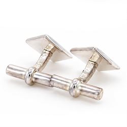 Hermès H Cube pair of silver cufflinks, London 2005, boxed