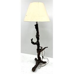 Naturalistic root wood standard lamp with shade, H125cm (measurement excluding fitting and shade)