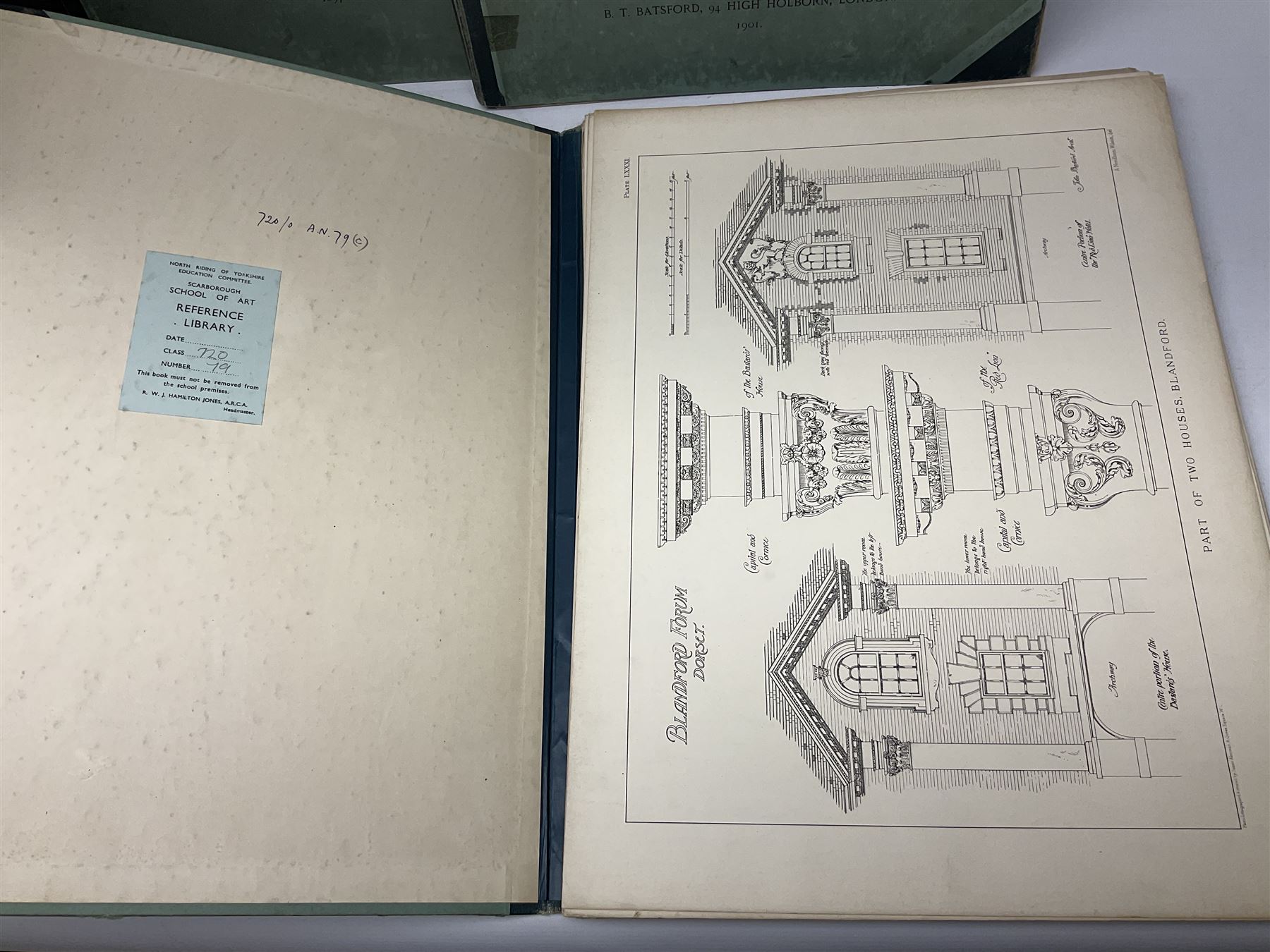 Belcher & Macartney: 'Later Renaissance Architecture in England', london Batsford, in six parts of loose folio form including plates and photographs, Twelve volumes of The Wren Society architectural books, and other architectural books and folios  