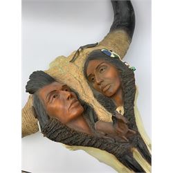 Large limited edition buffalo skull sculpture by Neil J. Rose and Gary Rose titled 'Spirit of the Plains' no. 106/1500, W62cm