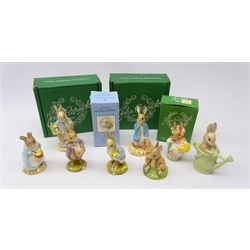  Eight Beswick Beatrix Potter figures comprising Mrs Rabbit, Peter Rabbit & Benjamin Bunny, four boxed (8)  