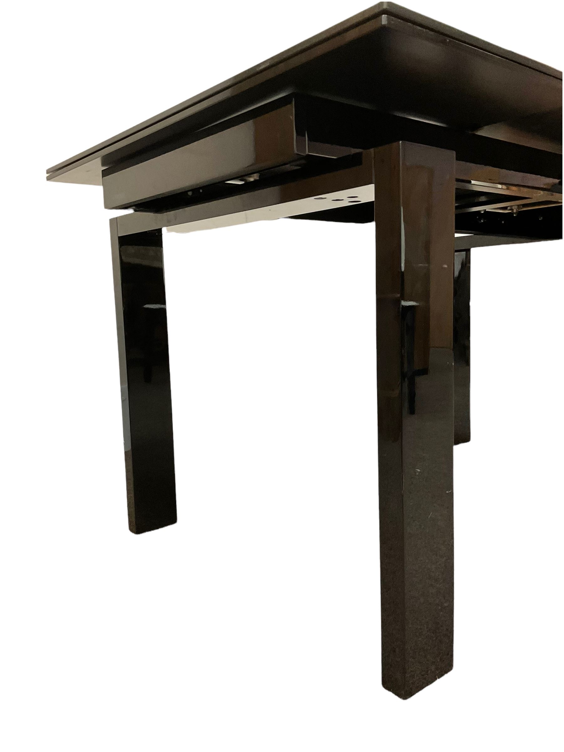 Casabella Dolce Vita black gloss and glass extending dining table, rectangular, and set six chairs black and white dining chairs