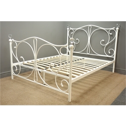  LPD Florence 5' white finish metal king size bed, W160cm, H125cm, L210cm  