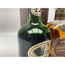 Tobermory Isle of Mull, malt Scotch whisky, Bunnahabhain 12 year old, single malt Scotch whisky and Cardhu 12 year old Scotch whisky, various contents and proof