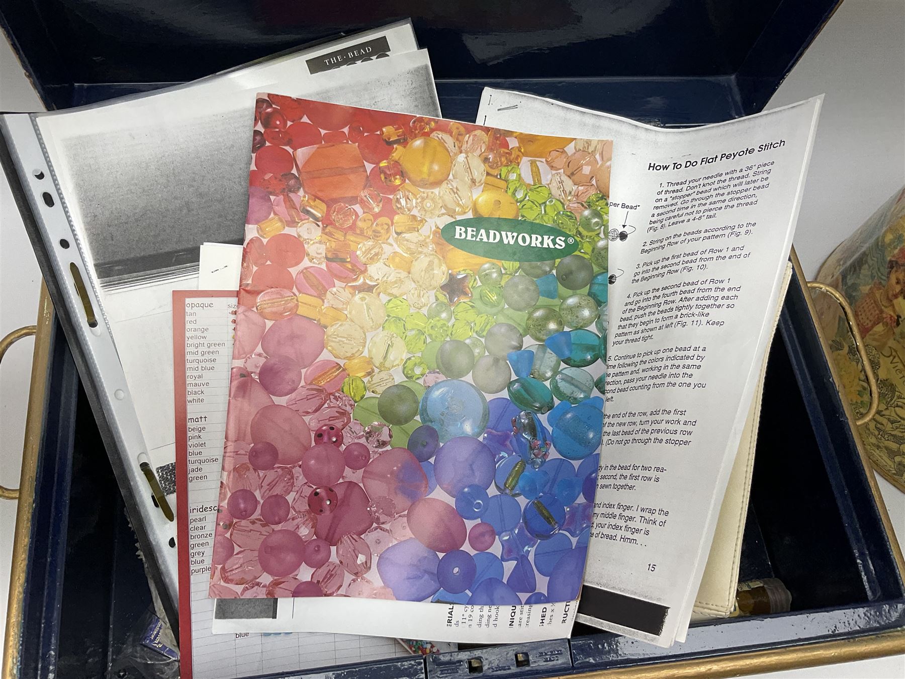 Modern Decoupage hat box with guilt detail together with a decoupage jug and box, hatbox H24cm