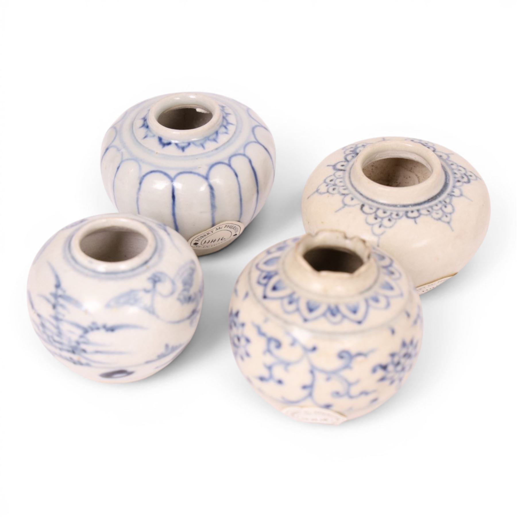 Four Hoi an Hoard miniature vases and a bowl, together with three other tea bowls 
