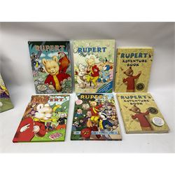 Collection of 1970s and later Rupert Bear annuals, to include two facsimile commemorative editions of the 1936 Rupert The Bear annual, 1940 facsimile 1940 adventure book annual, 50th Daily Mail edition, etc, 23 in total