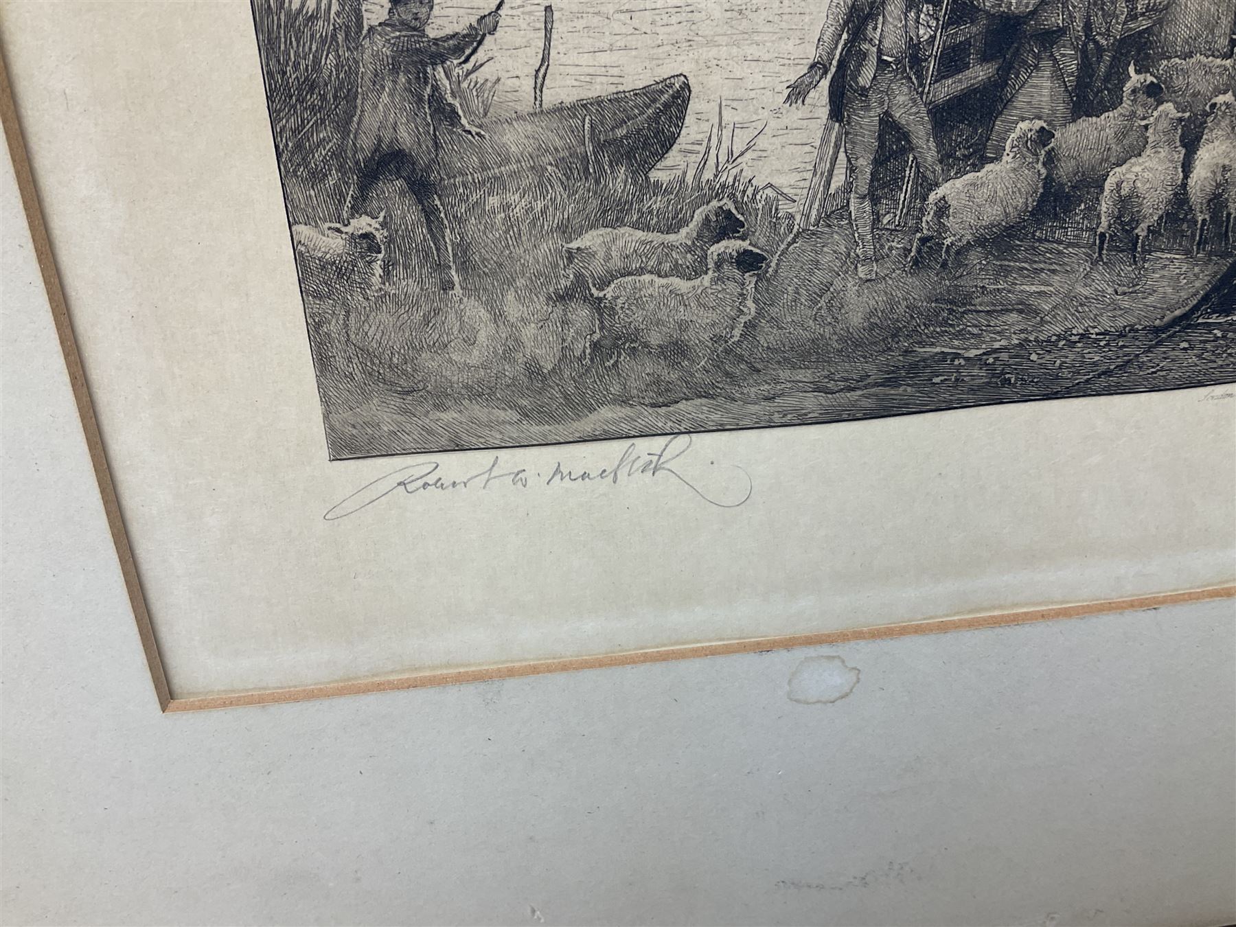 Robert Walker Macbeth (Scottish 1848-1910): 'The Ferry - Five Miles from Anywhere Pub' Upware Ely, etching signed in pencil; Fred Slocombe (British 1847-1920): Woodland path, etching signed in pencil, max 28cm x 40cm (2)