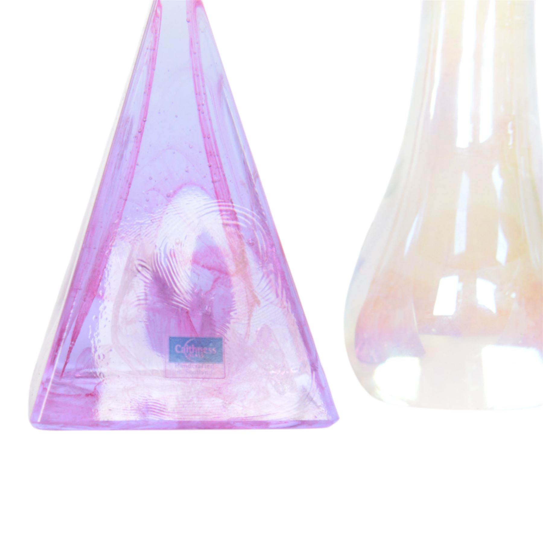 Collection of glass paperweights, including two Avondale glass mushrooms, three Caithness pyramids etc  