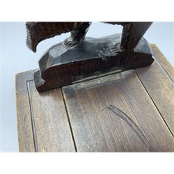 Carved Black Forest style book slide with carved bear ends, fully extended L47cm