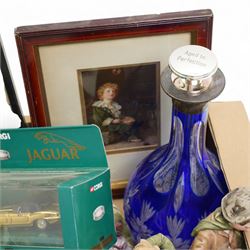 Franklin Mint Romeo and Juliet candlesticks, together with a collection of glass, model cars, bisque figures etc