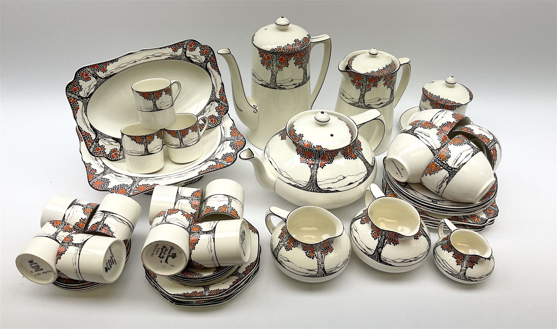 Crown Ducal tea and coffee wares decorated in the Orange Blossom