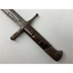 Italian Model 1891 bayonet with 30cm fullered steel blade; in associated brass mounted leather scabbard L43cm overall; and quantity of WW2 and later webbing accessories including Sixth West York belt, magazine pouches etc