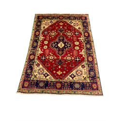 Qashqai red and blue ground rug, with ce