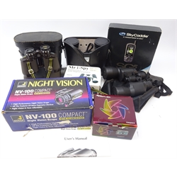  SkyCaddie SG5 Range finder, boxed, Miranda 16x50 cased binoculars, Infra Minox 10x50 day & night binoculars, Night Vision NV-100 scope, other binoculars & digital camera   