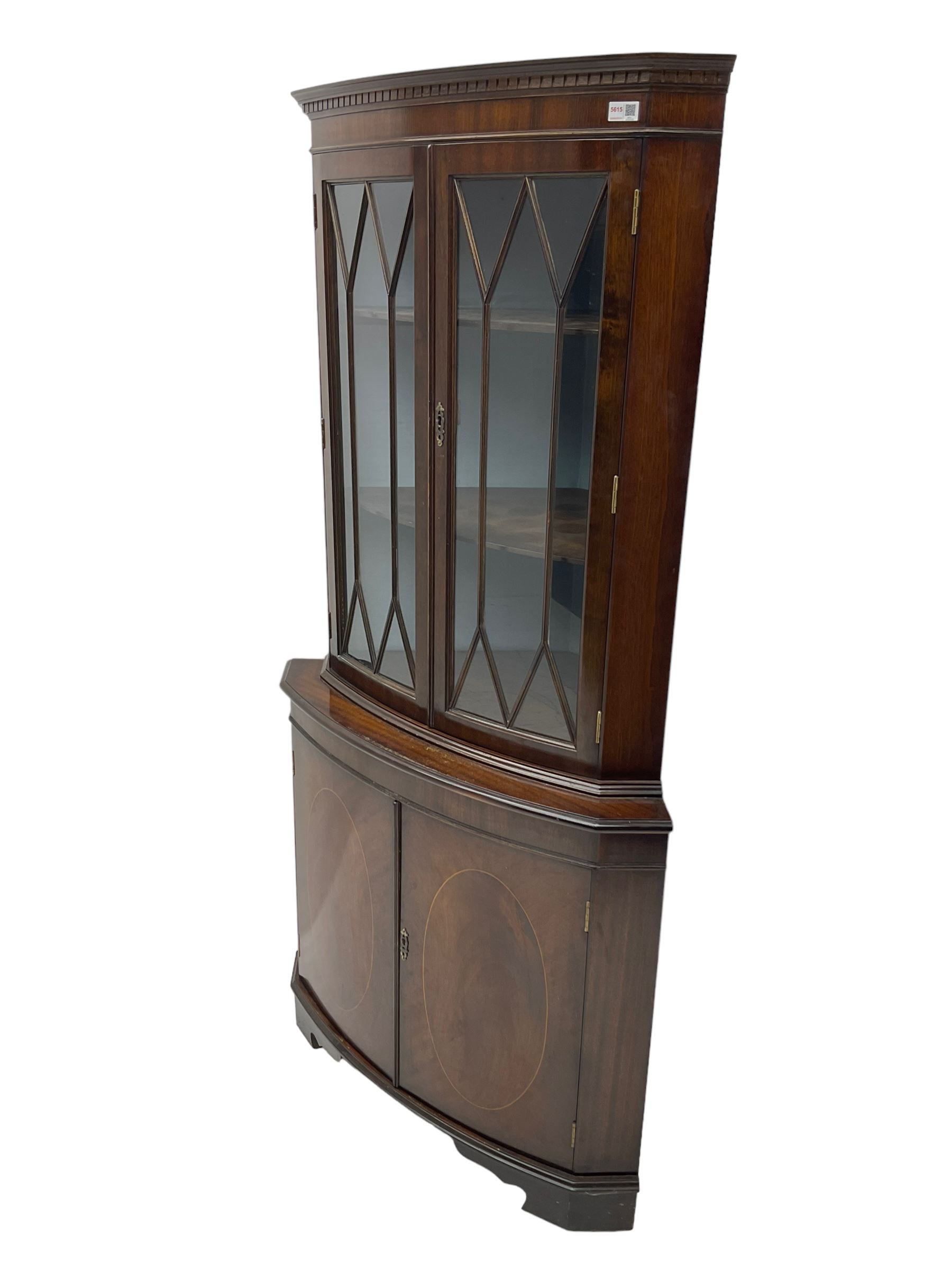 Regency design mahogany standing corner astragal glazed doors