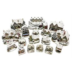 Five Lilliput Lane Illuminated Cottages, comprising Christmas is Coming, with box and deed, Christmas at Mol's, with box and deed, Christmas in Canterbury, with box and deed, Christmas Lights at Sweet Delights and The Three Kings, with box and deeds, together with twelve other Lilliput lanes, to include The First Noel, with box and deed, Winters Moonlight, Yuletide treats, with box and deed etc (17)