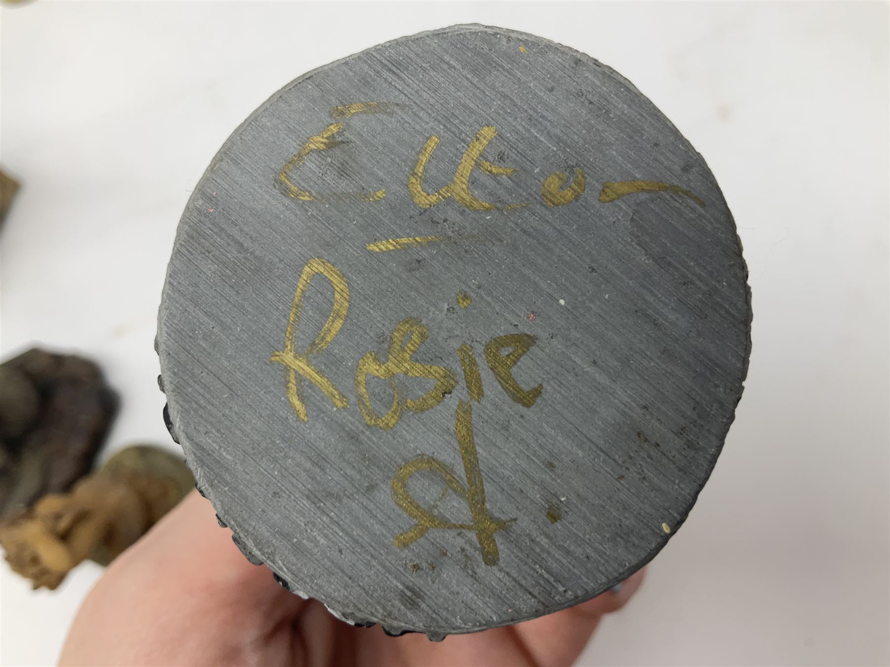 Terry Pratchett Discworld figures, comprising Roderick the hippo, DWE2, a 1995 event piece, Rincewind bookend, DW11, Death bookend, DW12, Librarians wizard knob, boxed, DW55, the luggage, boxed, DW04, tankard from the mended drum, DW21, Teppic the assassin, DW32, Greebo, DW45, Herne the hunted, DW64, Gaspode,  DW31, Quoth on skull, DW49 and Dibbler's compass DW16. 