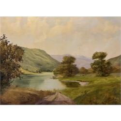 Jack R Mould (British 1925-1998): River Landscape with Cattle Watering, oil on canvas signed 45cm x 60cm