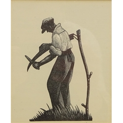  Man with a Scythe, woodblock print after Clare Leighton (British 1901-1989) 10.5cm x 9cm  