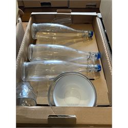 Quantity of drinking glasses, bottles, champagne glasses in six boxes- LOT SUBJECT TO VAT ON THE HAMMER PRICE - To be collected by appointment from The Ambassador Hotel, 36-38 Esplanade, Scarborough YO11 2AY. ALL GOODS MUST BE REMOVED BY WEDNESDAY 15TH JUNE.