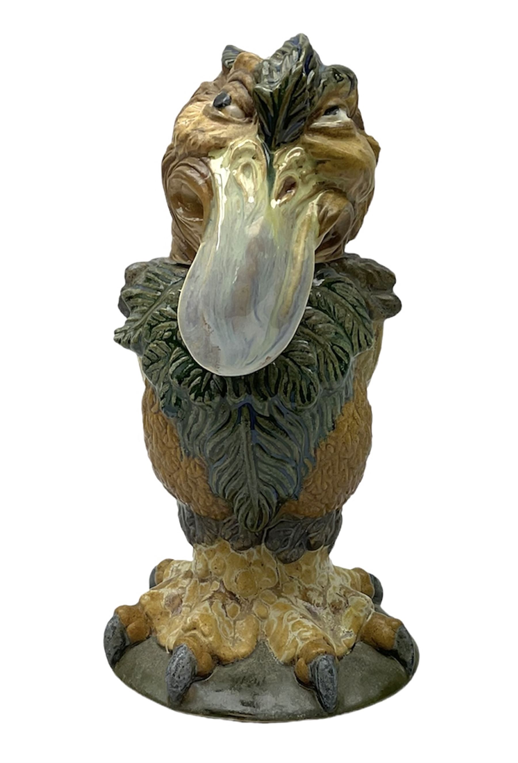 Burslem Pottery 'Boris the Gangster' stoneware novelty jar, in the style of Martin Brothers, modelled as a Grotesque bird, designed by Andrew Hull, with impressed marks beneath, H18.5cm