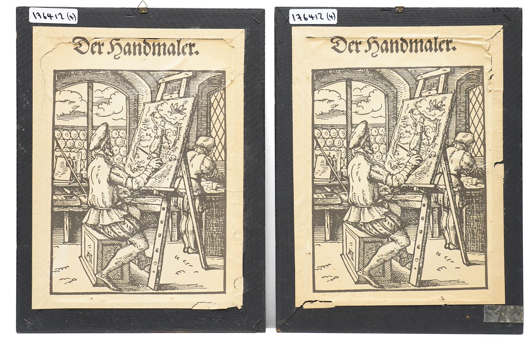 German School (20th Century): ‘Frühling’ ‘Sommer’ ‘Herbst’ and ‘Winter’- The Seasons, set of four reverse glass paintings (4) 