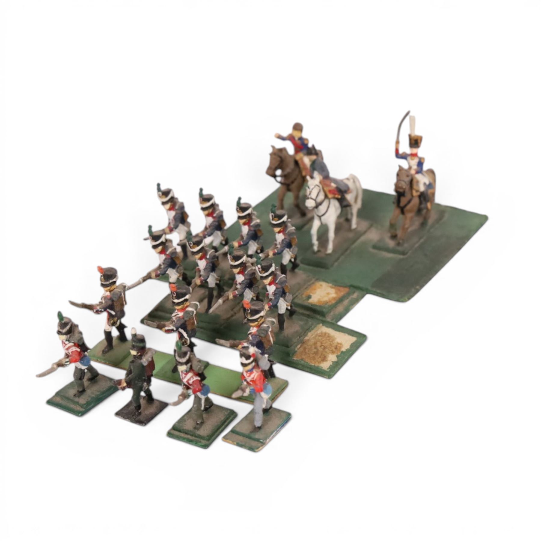 Collection of hand-painted 25-28mm lead soldiers, including Roman soldiers, Napoleonic Soldiers and Mounted Cavalry etc