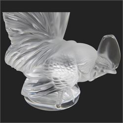 Lalique, Coq Nain Glass Car Mascot in the form of a cockerel, signed Lalique France to base 