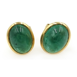  Pair of gold jade stud ear-rings, stamped 18ct  