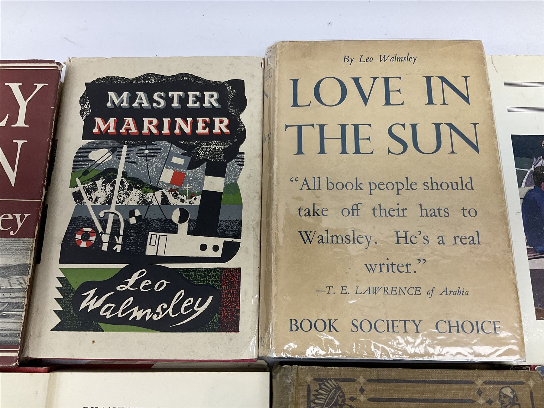 Leo Walmsley: a collection of Novels mostly 1st ed. including Phantom Lobster, signed by the author, Love in the Sun, The Happy Ending, Angler's Moon, Sally Lunn, The Silver Blimp, Love in the Sun, Paradise Creek, Fishermen at War, Golden Waterwheel, Sound of the Sea, etc (16)
