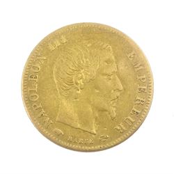 France Napoleon III 1856 A, gold five francs coin