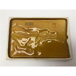 Group of William Wilberforce Abolition of Slavery items, comprising Wedgwood black on cane Jasperware pin tray, Wedgwood light blue Jasperware plate, and two Wedgwood oval medallion pendants, each depicting a kneeling figure beneath the inscription 'AM I NOT A MAN AND A BROTHER?', an Eastgate pottery plaque decorated in relief with a kneeling figure before William Wilberforce, a Hull Museum Publications pamphlet titled 'Medals, Tokens, etc., Issued in Connection with William Wilberforce and the Abolition of Slavery', by Thomas Sheppard, dated 1916, and an antique print depicting William Wilberforce after the original portrait by George Richmond, (7)