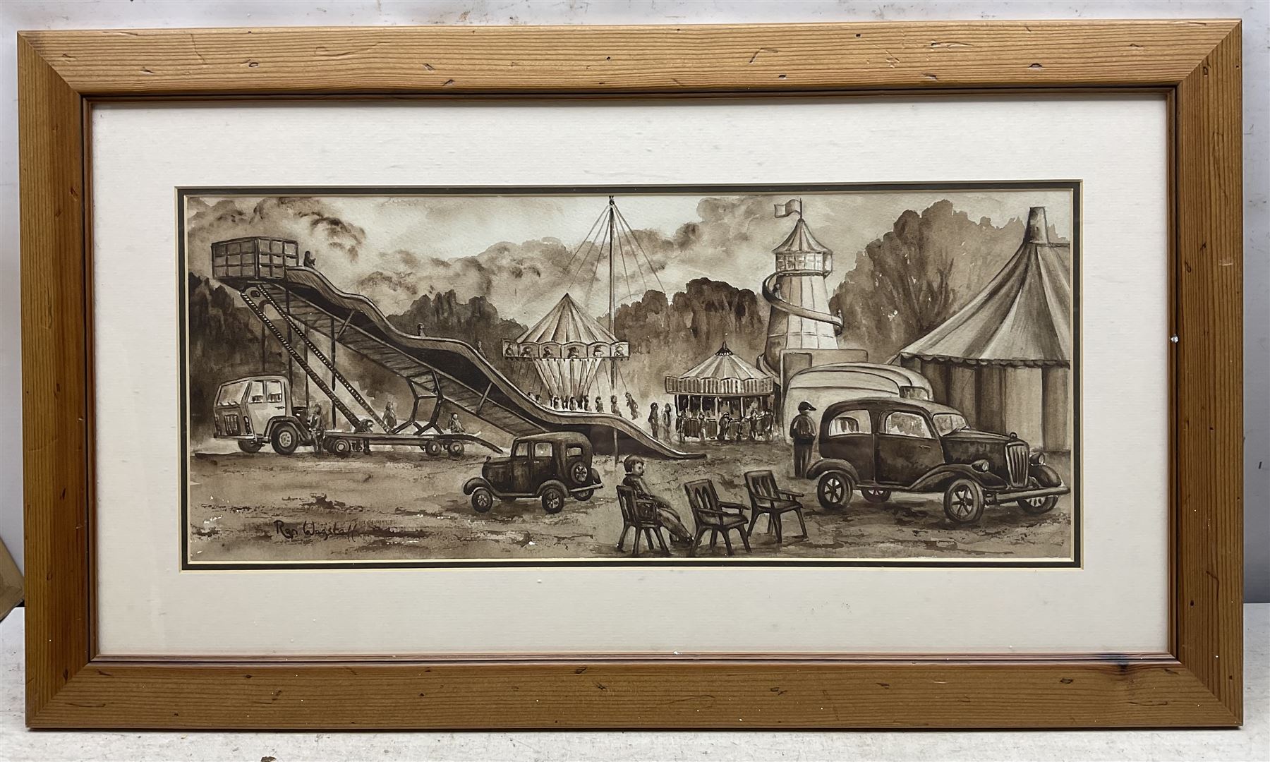 Ron Wagstaff (Northern British 20th Century): 'High and Dry - Norfolk', 'Haystack and Yard - Beamish', 'Newark Fairground' and Farmyard Landscapes, collection of five watercolours signed, variously titled verso max 35cm x 44cm (5)