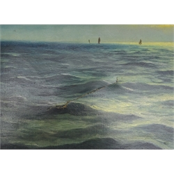  Sailing Boats at Moonlight and at Dawn, two early 20th century oils on canvas signed and dated 1902 by F. W Kirtley 49.5cm x 75cm (2)  