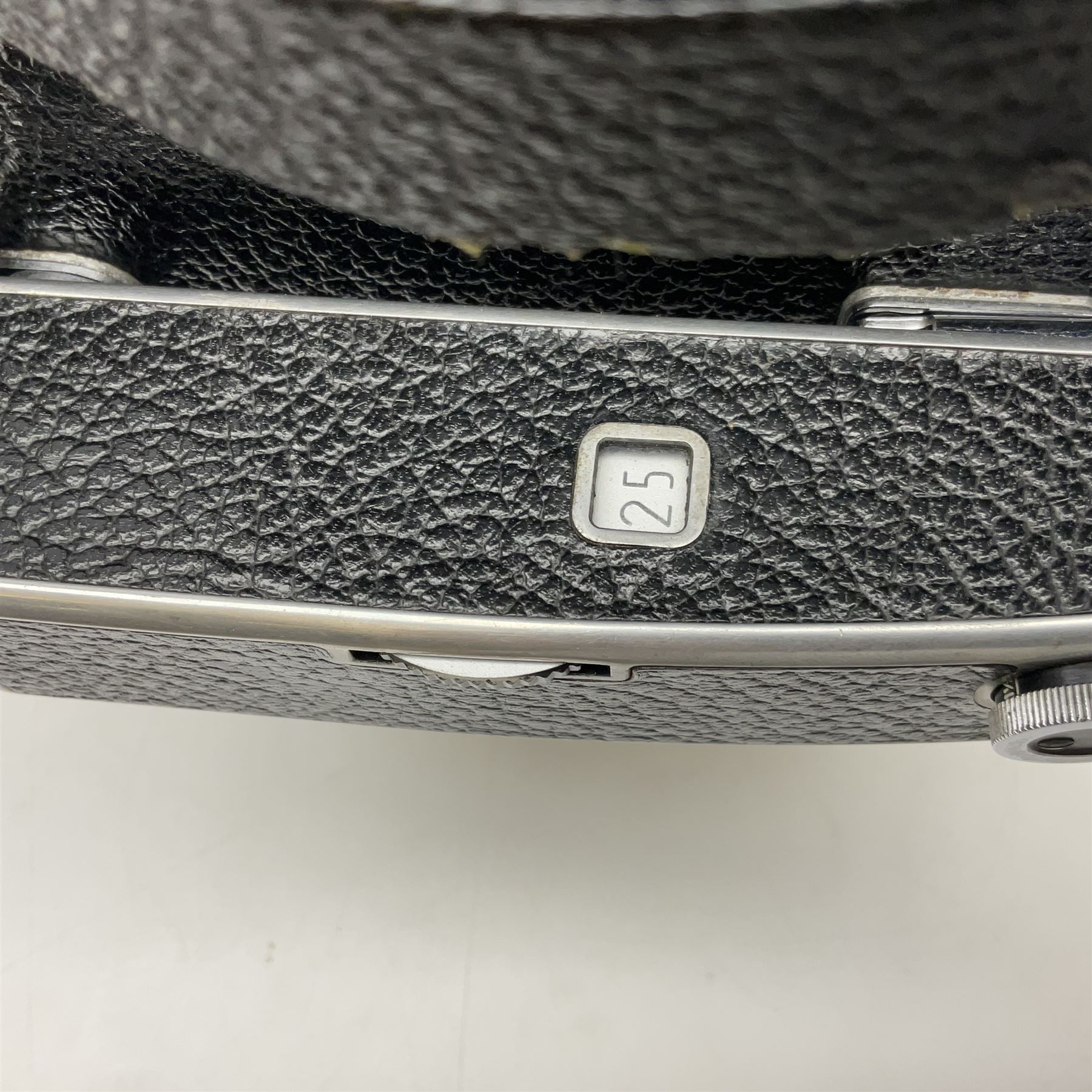 Paillard Bolex H16 RX5 cine camera body with turret for interchangeable lenses, serial no. 232492, with 'Switar H16RX 50mm f1.4' lens, serial no. 667880, 'Switar H16RX 25mm f1.4' lens, serial no.675510, 'Switar H16RX 16mm f1.8' lens, serial no. 884046 and RX fader, in fitted leather carrying case